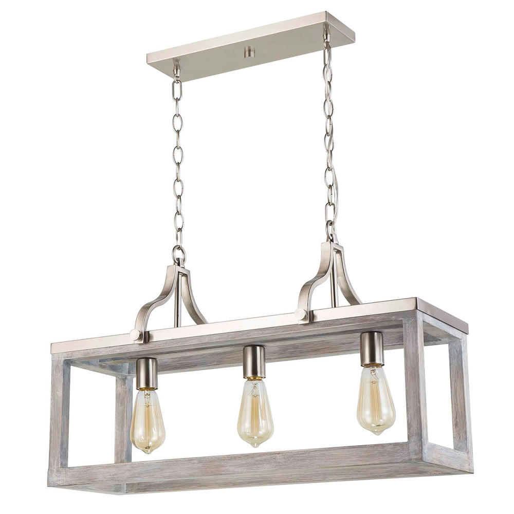 3 LT Linear Pendant with Acacia Wood & Brushed Nickel Finish