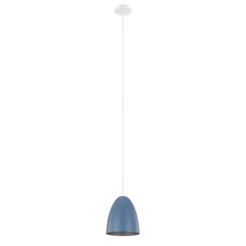 1x75W Pendant With Pastel Dark Blue Exterior Finish and Silver Interior Finish