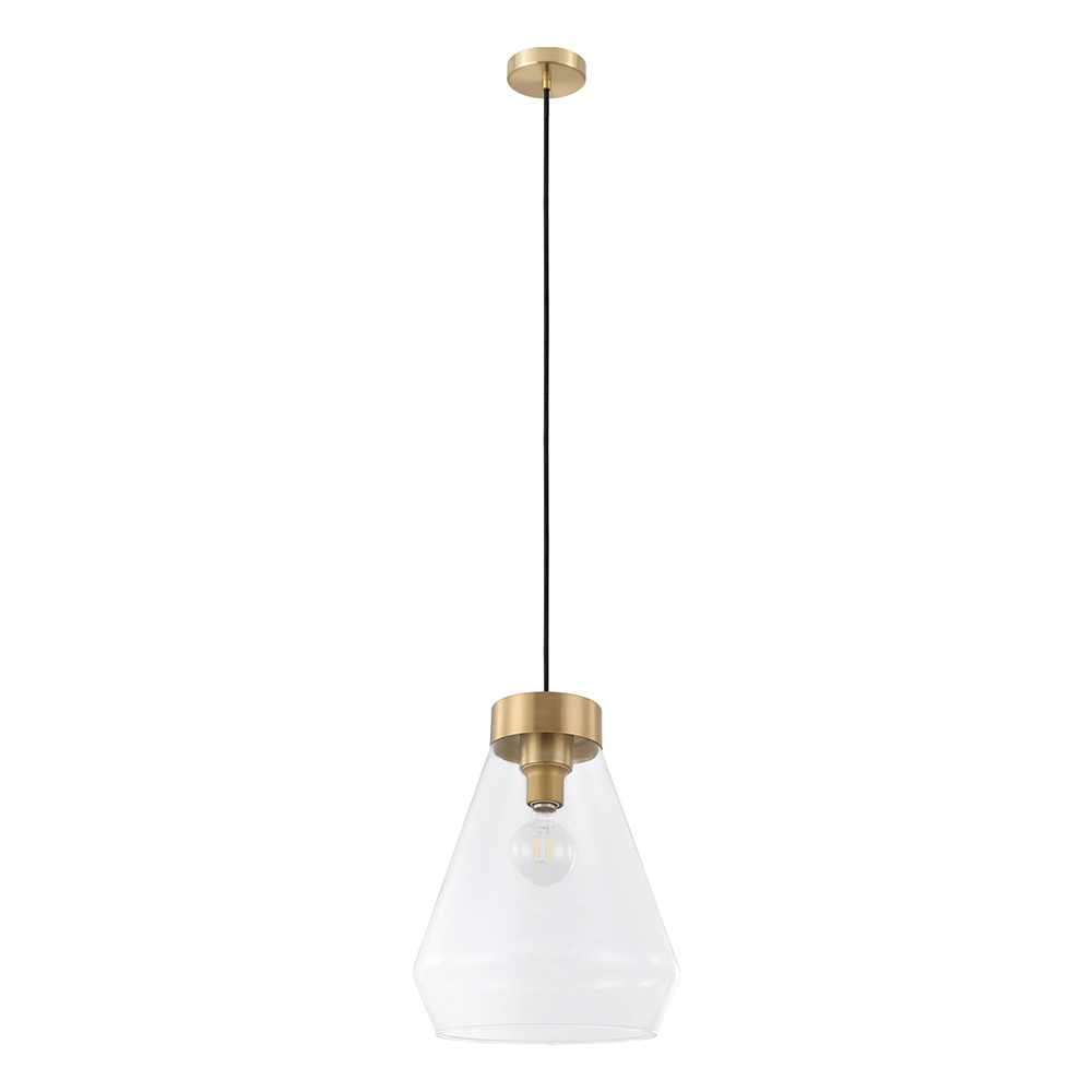 Montey - Pendant Brushed Gold Clear Glass