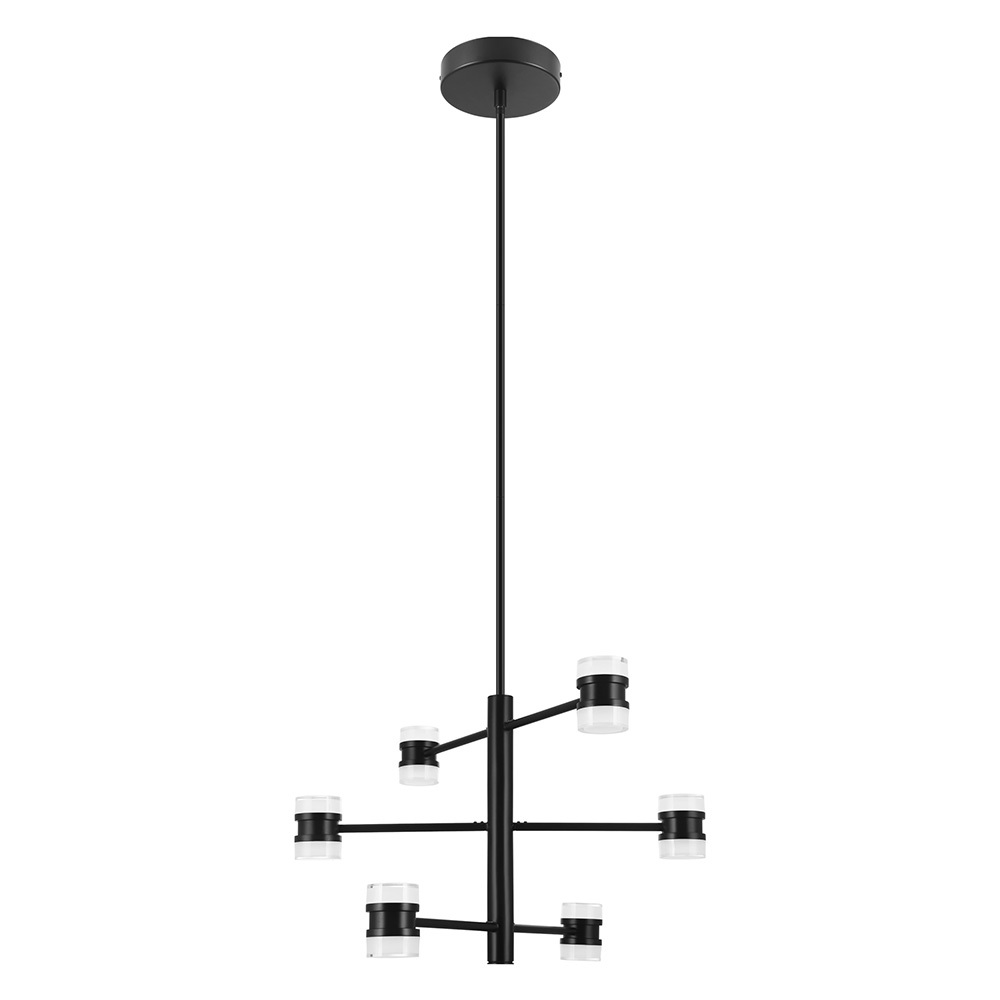 Romendo 1 - Pendant Matte Black Finish Satin and Clear Acrylic - Integrated LED 54W