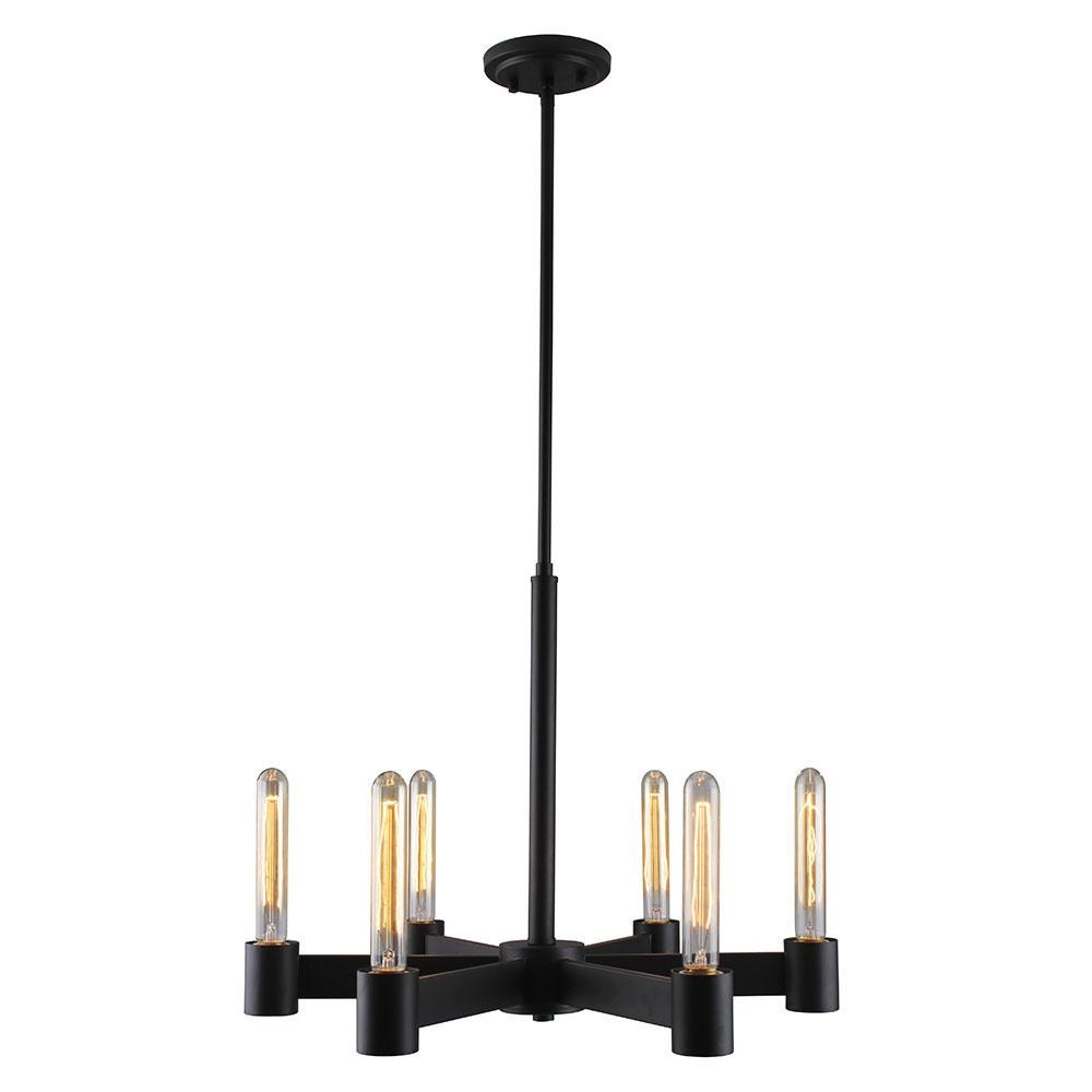 6 LT Open Bulb Chandelier w/ Matte Black Finish