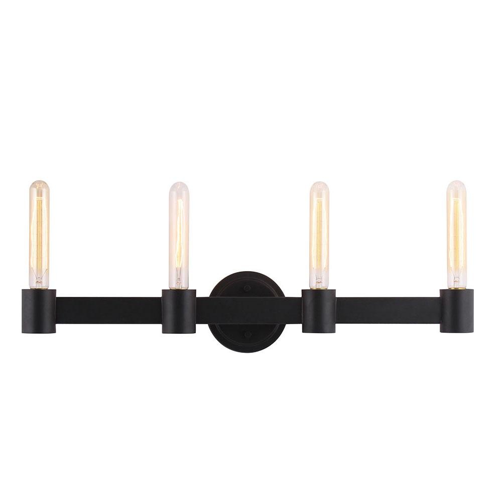 4 LT Bath/Vanity Light w/ Matte Black Finish & Open Bulbs