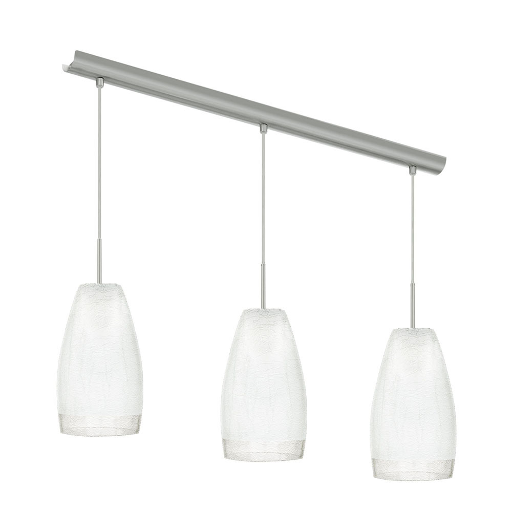 3 LT Linear Pendant w/ Matte Nickel Finish & Satin Crackle Glass Shades