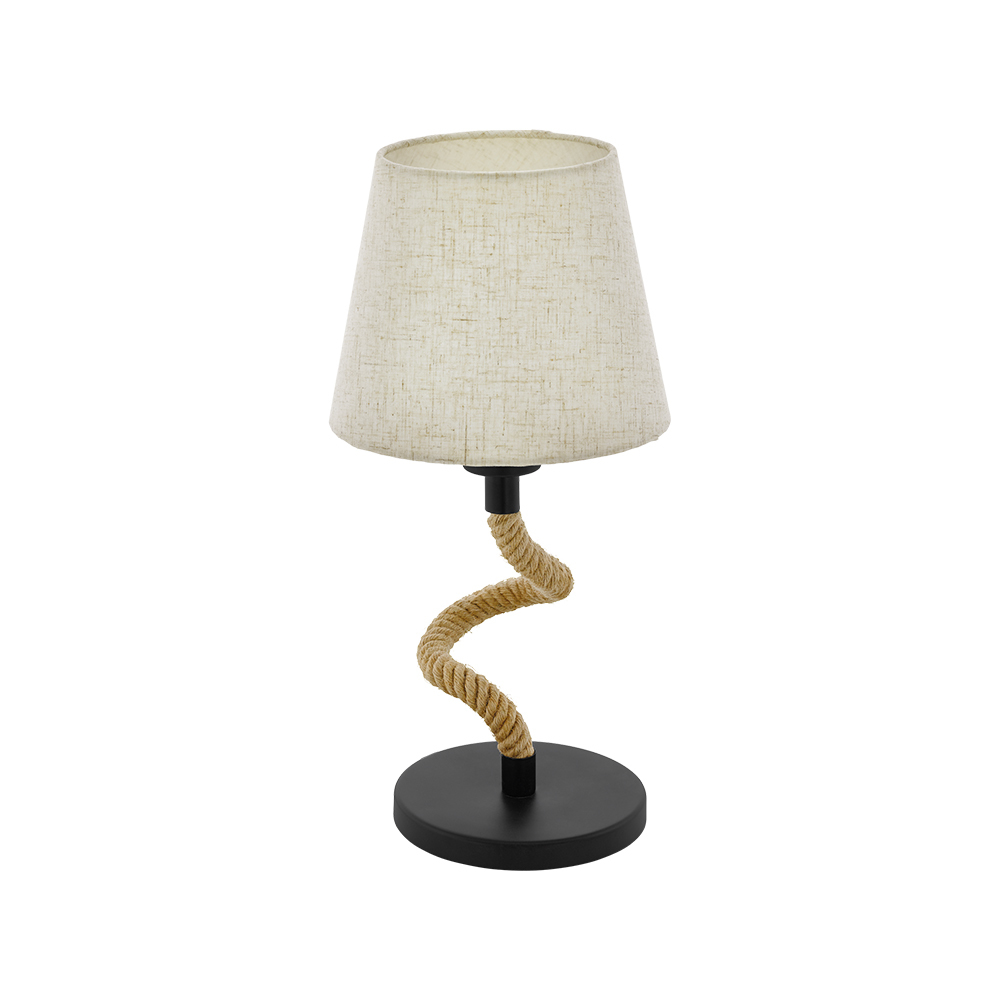 1 LT Table Lamp w/ Black Finish, Rope Body &  Brown Shade