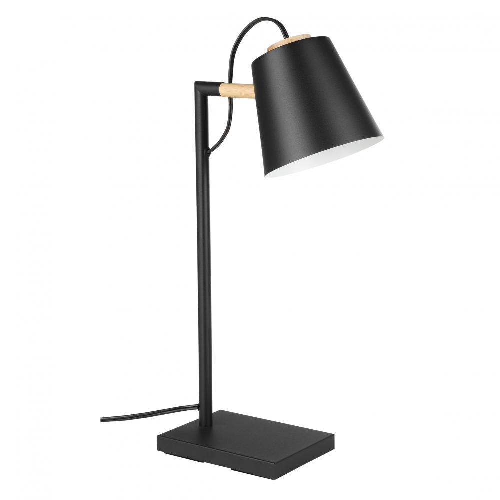 1 Lt Table lamp With a structured black finish and black exterior and white interior metal shade