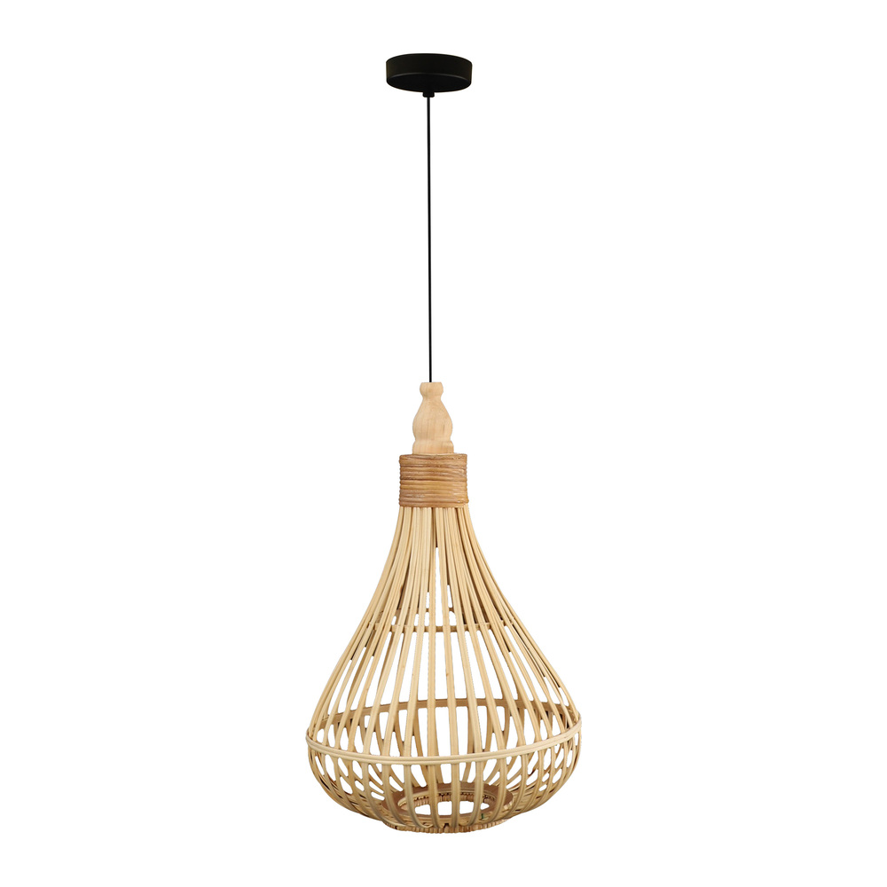 1 LT Pendant w/ Brown Finish & Wood Shade