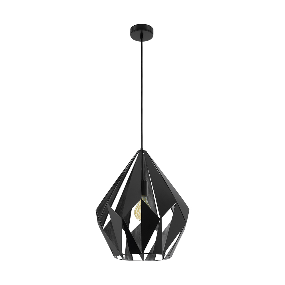 1 LT Geometric Pendant With A Black Outer Finish & Silver Interior Finish 60W A19