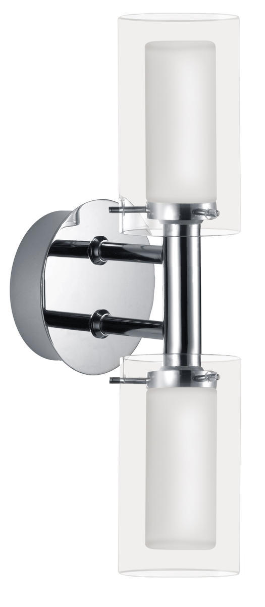 2 LT Bath/Vanity Light w/ Chrome Finish & Frosted & Clear Glass Shade