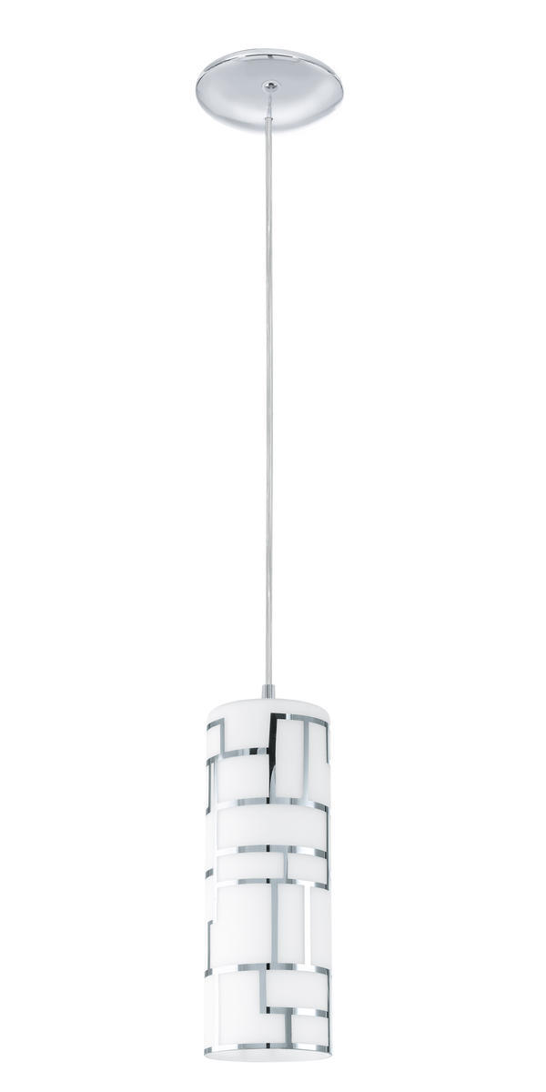 1 LT Mini Pendant w/ a Chrome Finish & White Décor Glass Shade