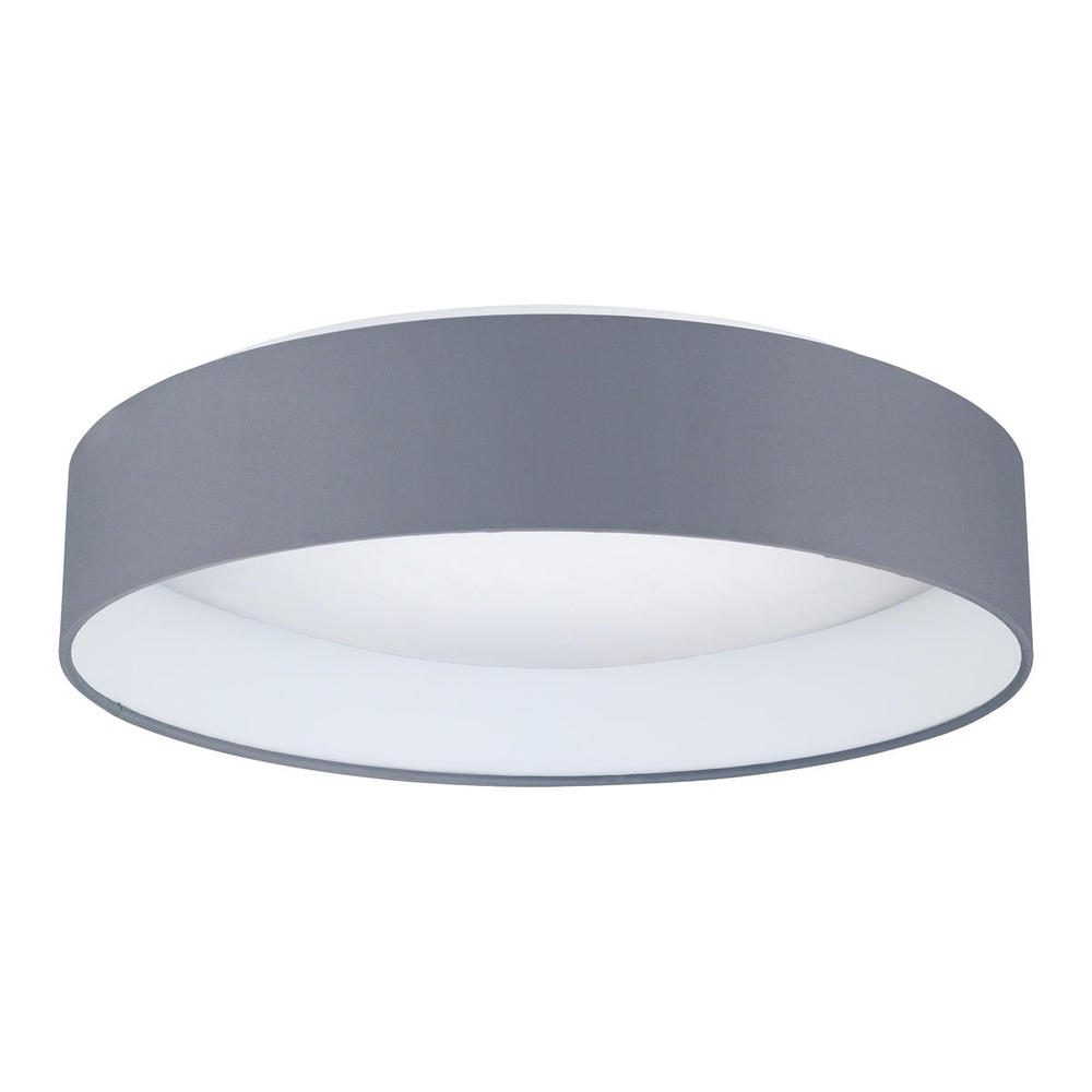1x18W LED Ceiling Light w/ White Glass and Charcoal Grey Fabric Shade