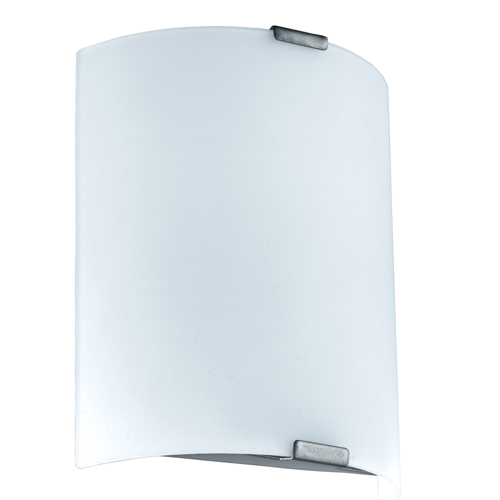 1x8.2W LED Wall Light With Silver Finish and White Glass