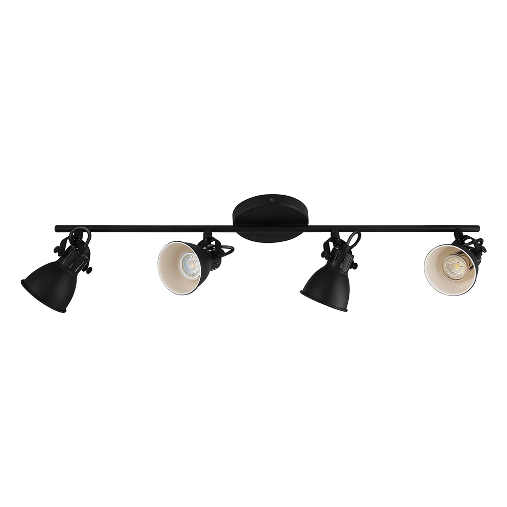 4 LT Fixed Track Light w/ Black Finish & Black w/ White Interior Adjustable Shades