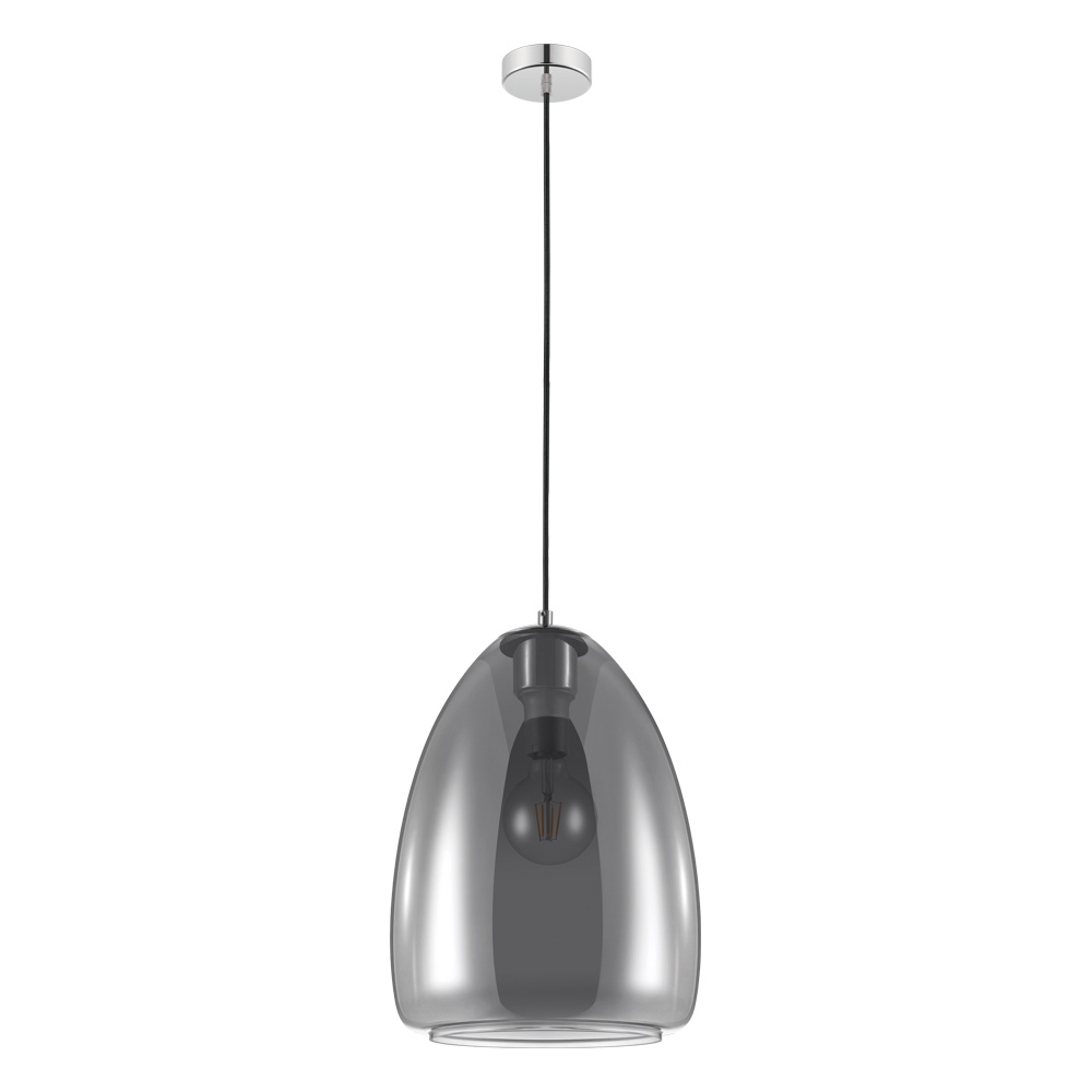 1 LT Pendant w/ Matte Black Finish & Metallic Smoked Glass Shade