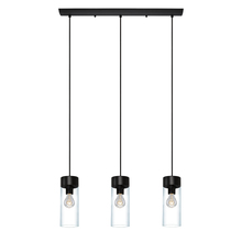 Eglo 202128A - 3 LT Linear Penadant w/ Matte Black Finish & Clear Glass Shades