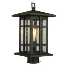 Eglo 202889A - 1 LT Outdoor Post Light w/ Matte Bronze Finish & Clear Seeded Glass Shade
