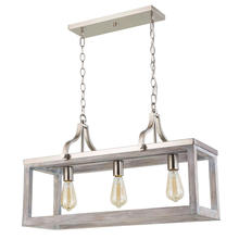 Eglo 203109A - 3 LT Linear Pendant with Acacia Wood & Brushed Nickel Finish