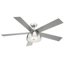 Eglo 203227A - 5 Blade Ceiling Fan w/ Brushed Nickel Finish,  Silver Colored Blades & Integrated LED