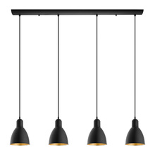 Eglo 203445A - 4 LT Linear Pendant w/ Black Finish & Black & Gold Shades