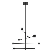 Eglo 204147A - 8 LT LED Pendant w/ Matte Black Finish & Clear & Satin Acrylic Shades