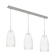 Eglo 20598A - 3 LT Linear Pendant w/ Matte Nickel Finish & Satin Crackle Glass Shades