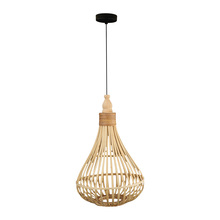 Eglo 49772A - 1 LT Pendant w/ Brown Finish & Wood Shade