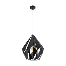 Eglo 49879A - 1 LT Geometric Pendant With A Black Outer Finish & Silver Interior Finish 60W A19