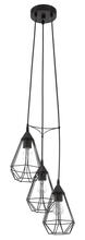 Eglo 94191A - 3 LT Light Staircase Pendant w/ Black Finish & Black Geometric Shades