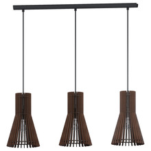 Eglo 96702A - 3x60W Multi Light Pendat w/ Matte Nickel Finish & Dark Brown Wood Shades