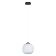 Eglo 99366A - 1 LT Pendant w/ Black Finish & White Glass Shade