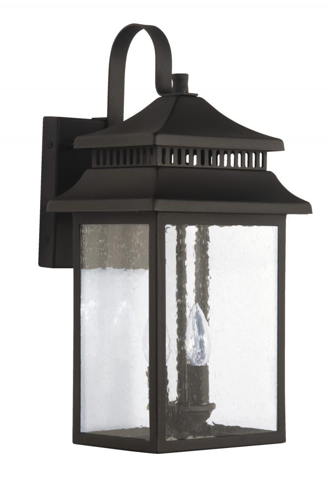 Crossbend 3 Light Large Outdoor Wall Lantern in Textured Black