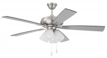 Craftmade ECF114BNK5-BNGW - 52" Eos Frost 4 Light in Brushed Polished Nickel w/ Brushed Nickel/Greywood Blades