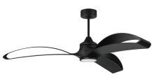 Craftmade BDX60FB3-NWF - Bandeaux 60" 3-Blade Ceiling Fan in Flat Black w/ Flat Black Blades; Light Kit Included (optiona