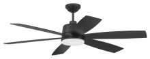 Craftmade HGN54FB6 - Hogan 54" 6-Blade Indoor/Outdoor (Damp) Ceiling Fan in Flat Black Finish, Blades Included