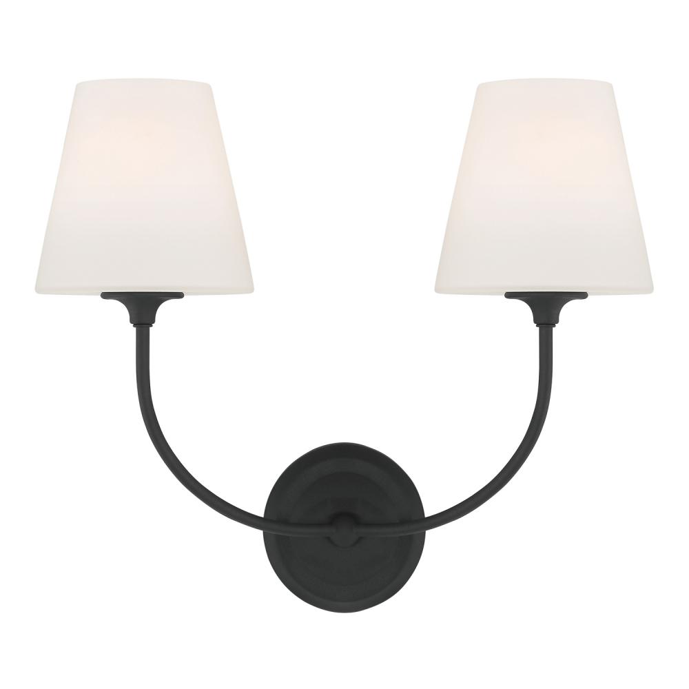 Libby Langdon for Crystorama Sylvan 2 Light Black Forged Sconce