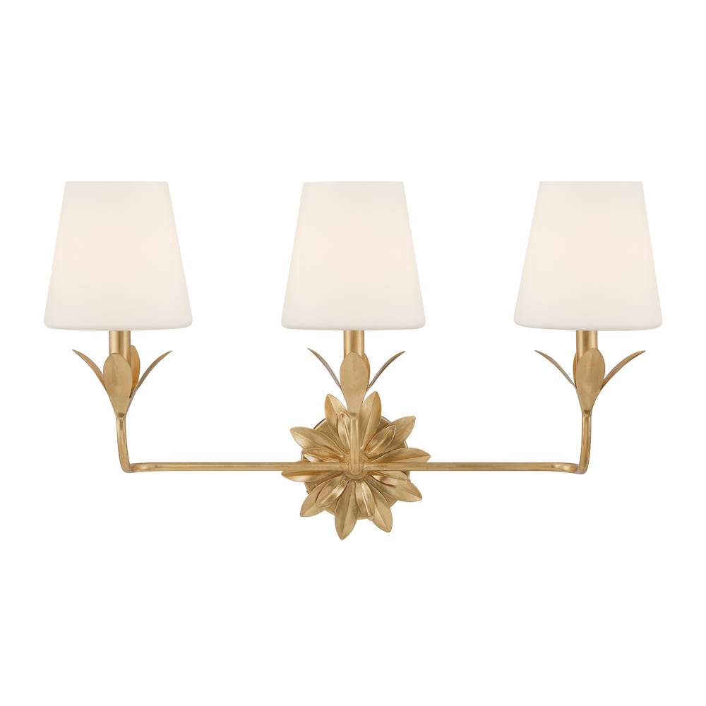 Broche 3 Light Antique Gold Bathroom Vanity