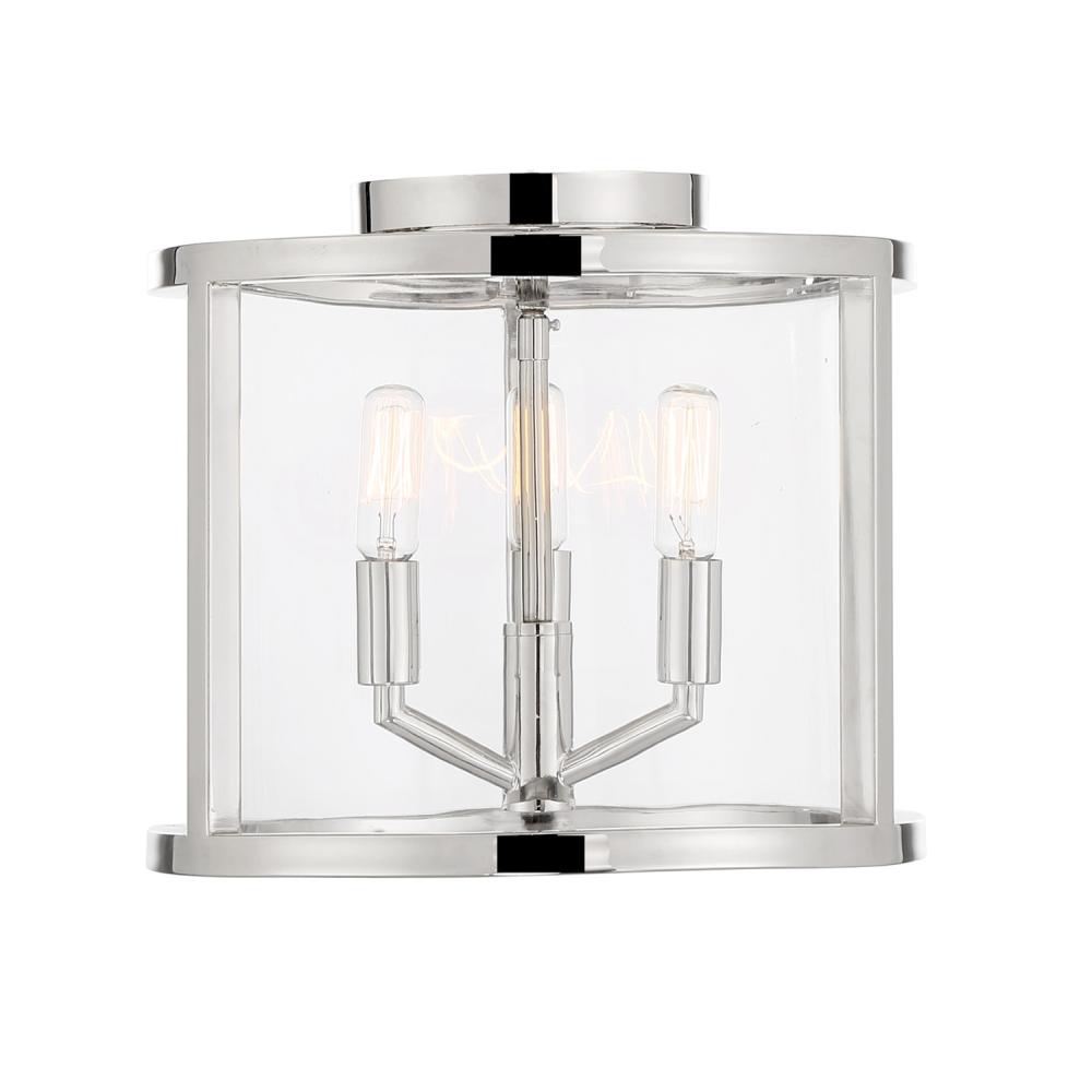 Libby Langdon for Crystorama Devon 3 Light Polished Nickel Semi Flush Mount