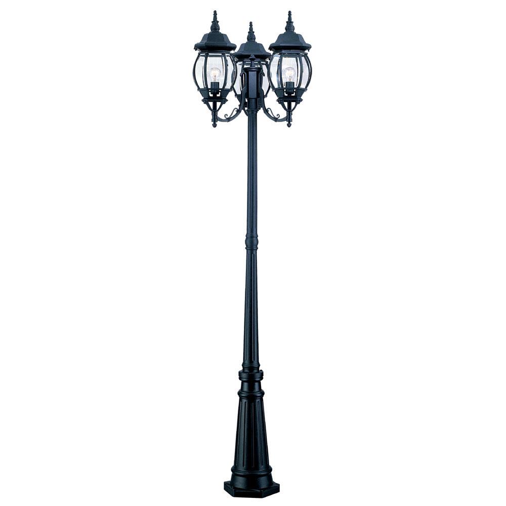 Chateau Collection 3-Head Matte Black Surface-Mount Outdoor Post Combination