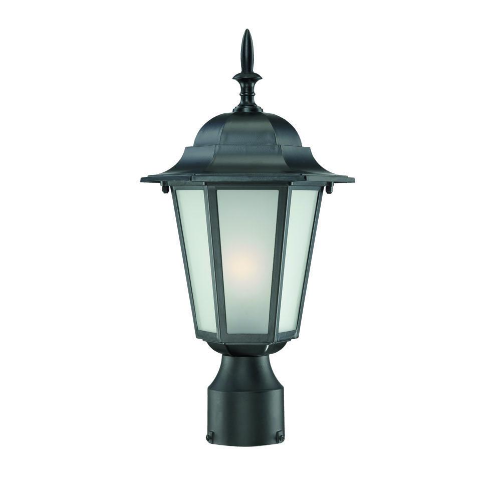 Camelot Collection Post-Mount 1-Light Outdoor Matte Black Light Fixture