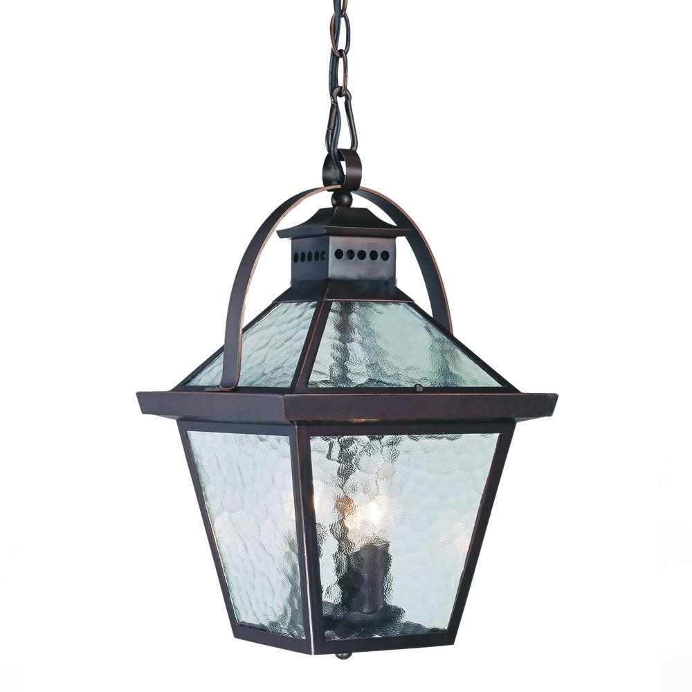 Bay Street Collection Hanging Lantern 3-Light Outdoor Architectural Bronze Light Fixture