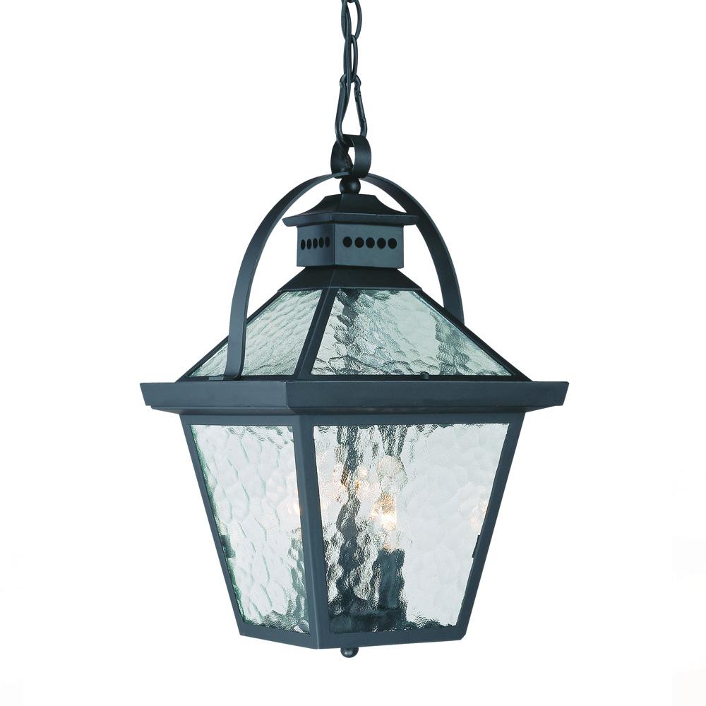 Bay Street Collection Hanging Lantern 3-Light Outdoor Matte Black Light Fixture