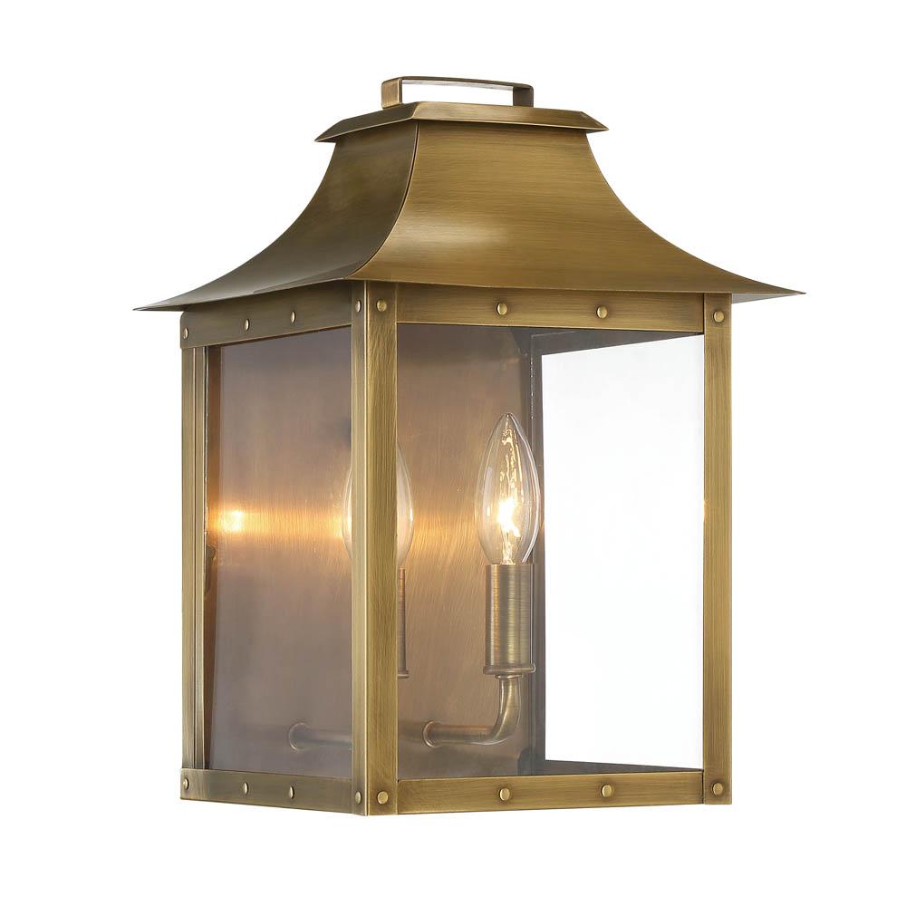 Manchester 2-Light Outdoor Aged Brass Light Fixture