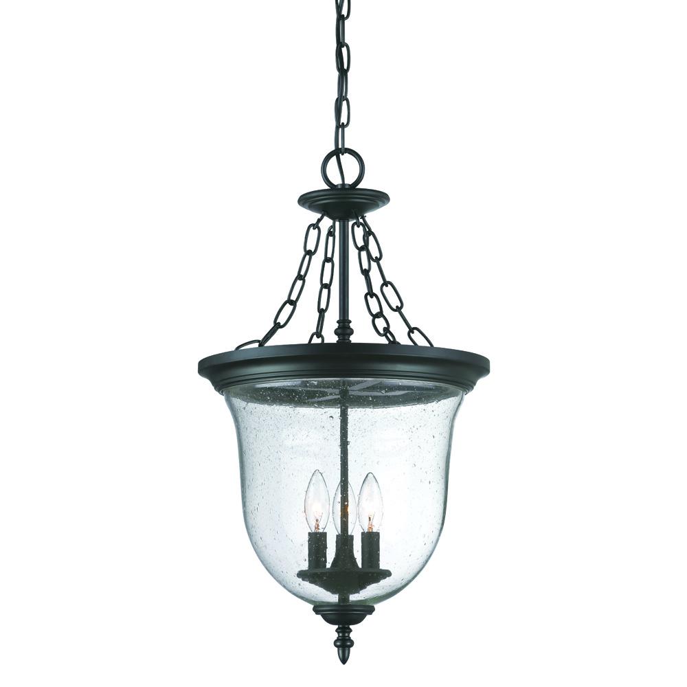 Belle Collection Hanging Lantern 3-Light Outdoor Matte Black Light Fixture
