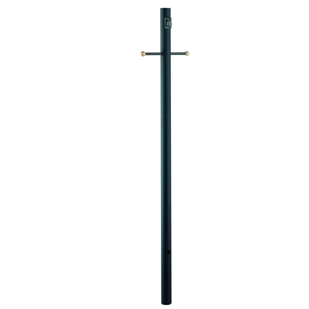 7-ft Black Direct Burial Post With Outlet And Cross Arm - Matte Black