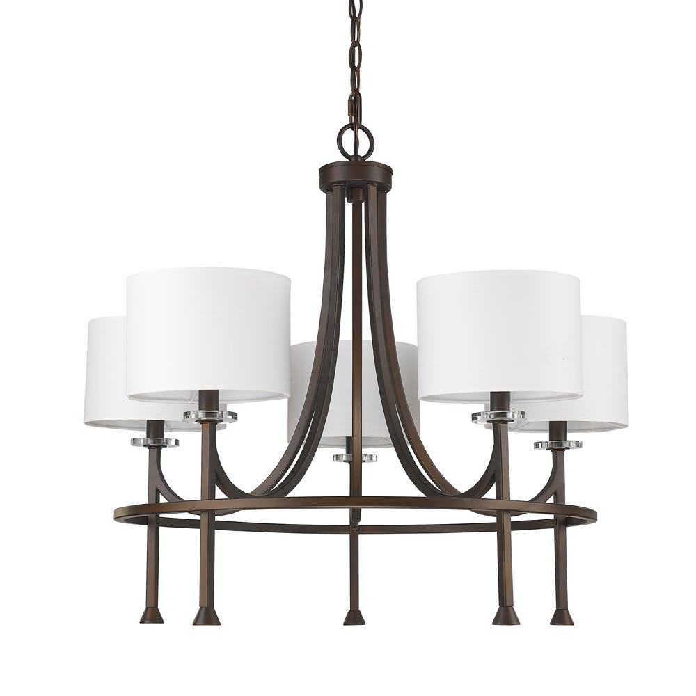 Kara Indoor 5-Light Chandelier W/Shades & Crystal Bobeches In Oil Rubbed Bronze
