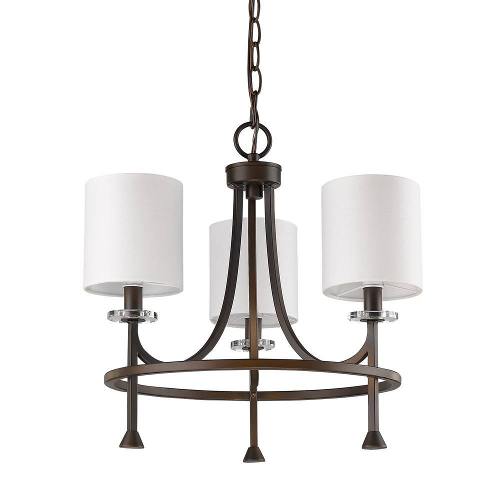 Kara Indoor 3-Light Chandelier W/Shades & Crystal Bobeches In Oil Rubbed Bronze