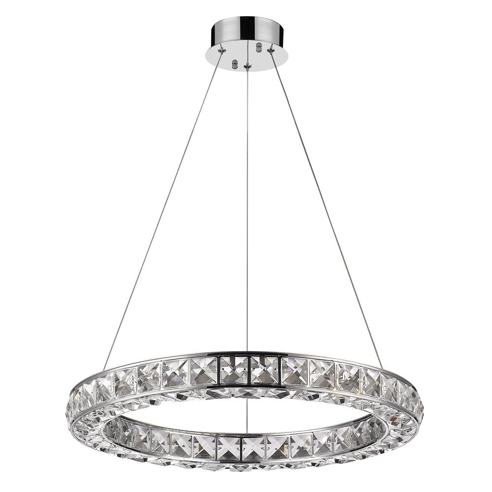 Noemi Indoor LED Round Crystal Chandelier In Chrome