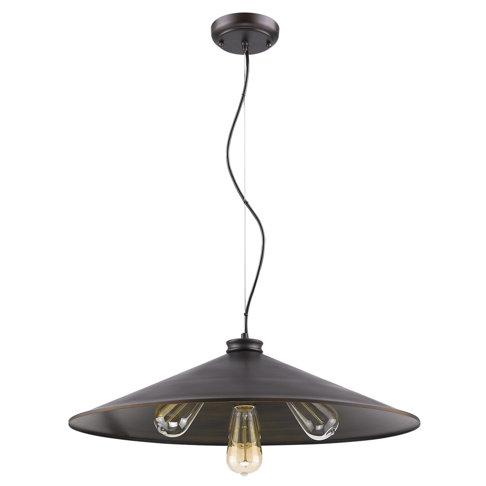 Alcove 4-Light Oil-Rubbed Bronze Pendant With Raw Brass Interior Shade