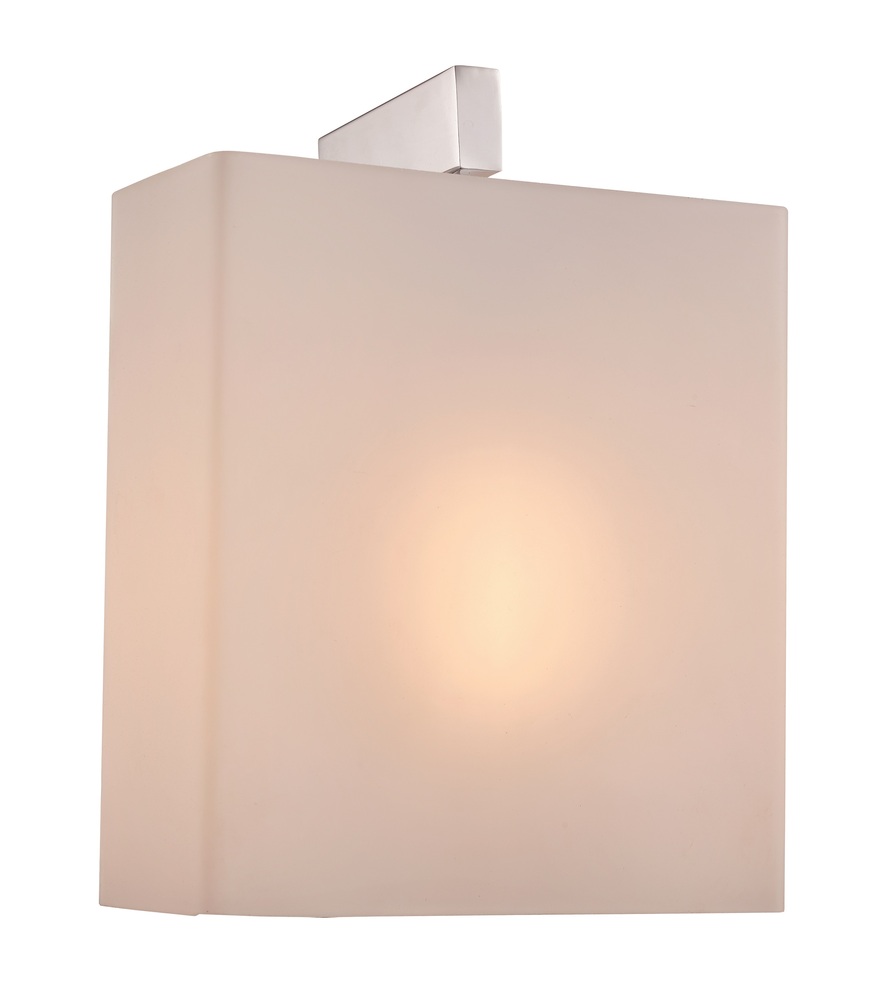 1LT WALL SCONCE WH SQ GLS-PC