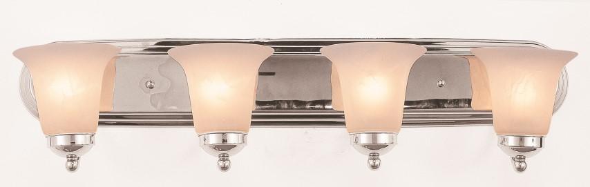 Rusty Collection 4-Light, Glass Bell Shades Vanity Wall Light