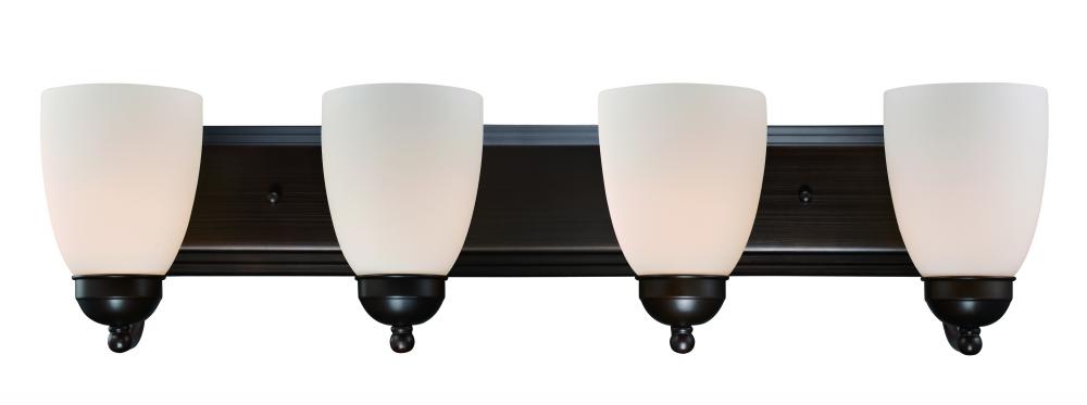 Clayton Reversible Mount, 4-Light Armed Vanity Wall Light, with Glass Bell Shades